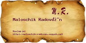 Maloschik Radován névjegykártya